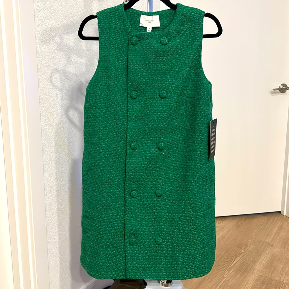Green tweed dress perfect for fall